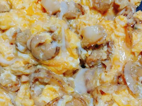 ベビーホタテのバター炒めスクランブルエッグ